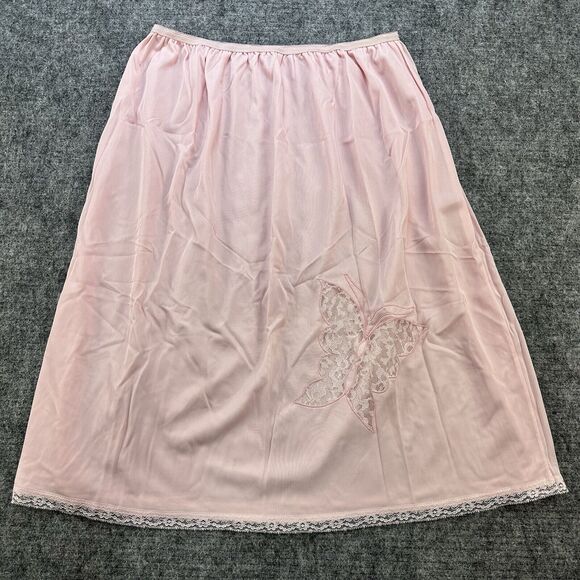 Unbranded Other - Vintage 80s Slip Pink Medium Butterfly Lace Half Satiny Feminine